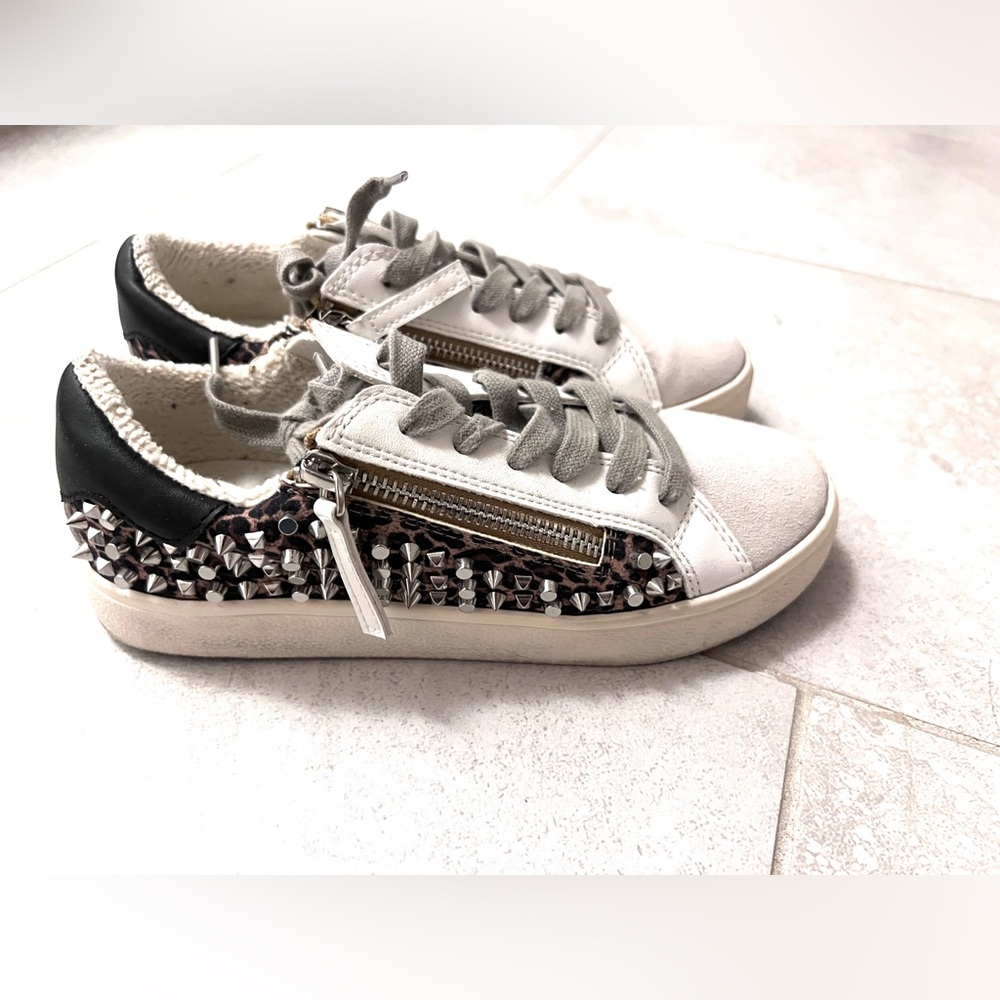Steve Madden Studded Sneakers with leopard print.